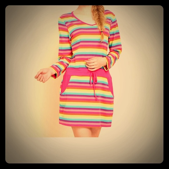 🌈Adorable Rainbow Stripe Tunic XXL NWT🌈 - Picture 1 of 4
